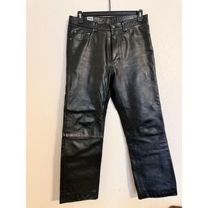 Pelle Studio Wilsons Leather Mens Black Straight Leg 5-Pocket Pants Size 34